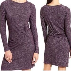 Athleta Solitude Gathered Wrap Knit Dress Purple maroon Size XS long sleeve